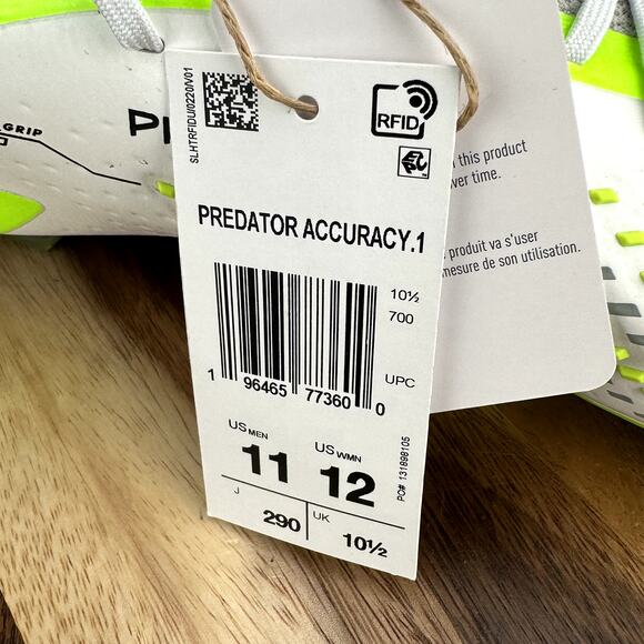 Adidas Predator Accuracy.1 FG Men's Size 11 White/Green Soccer Cleats GZ0035 - Picture 9 of 10